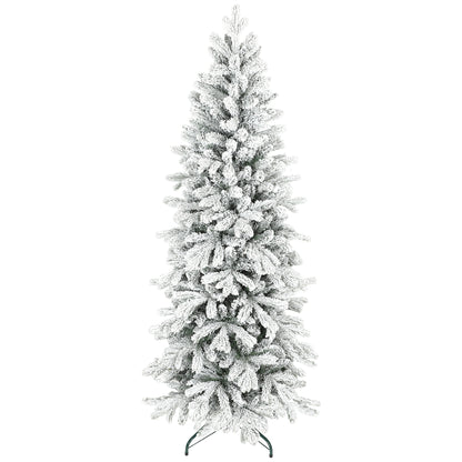 6ft Slim Christmas Tree Artificial - White Frosted Green  756 Tips