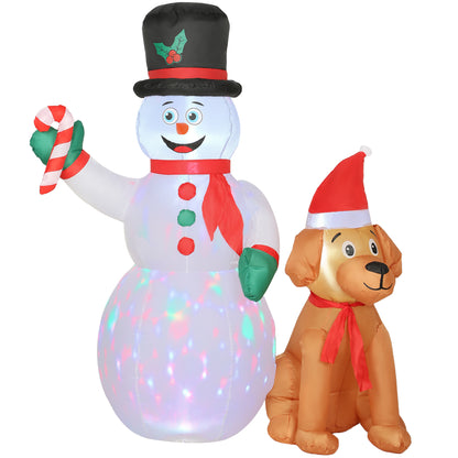 Snowman And Dog Inflatable Christmas Decoration - 183cm