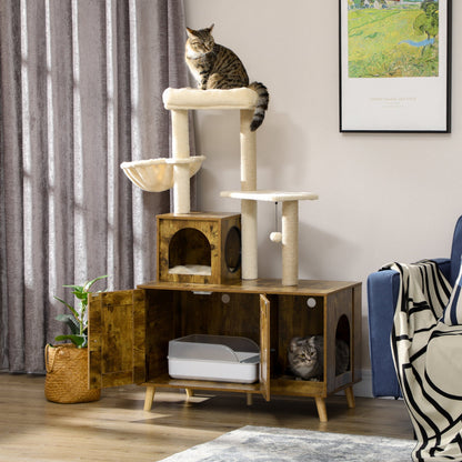 56.7 Cat Tree With Litter Box Enclosure Large ... - UK 56.7 Cat Tree With Litter Box Enclosure Large ... - UK