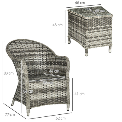 Modern 3-Piece Rattan Bistro Set