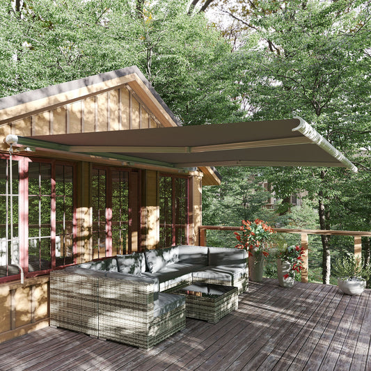 4x3m Full Cassette Electric/Manual Retractable Awning with LED Light and Remote Controller