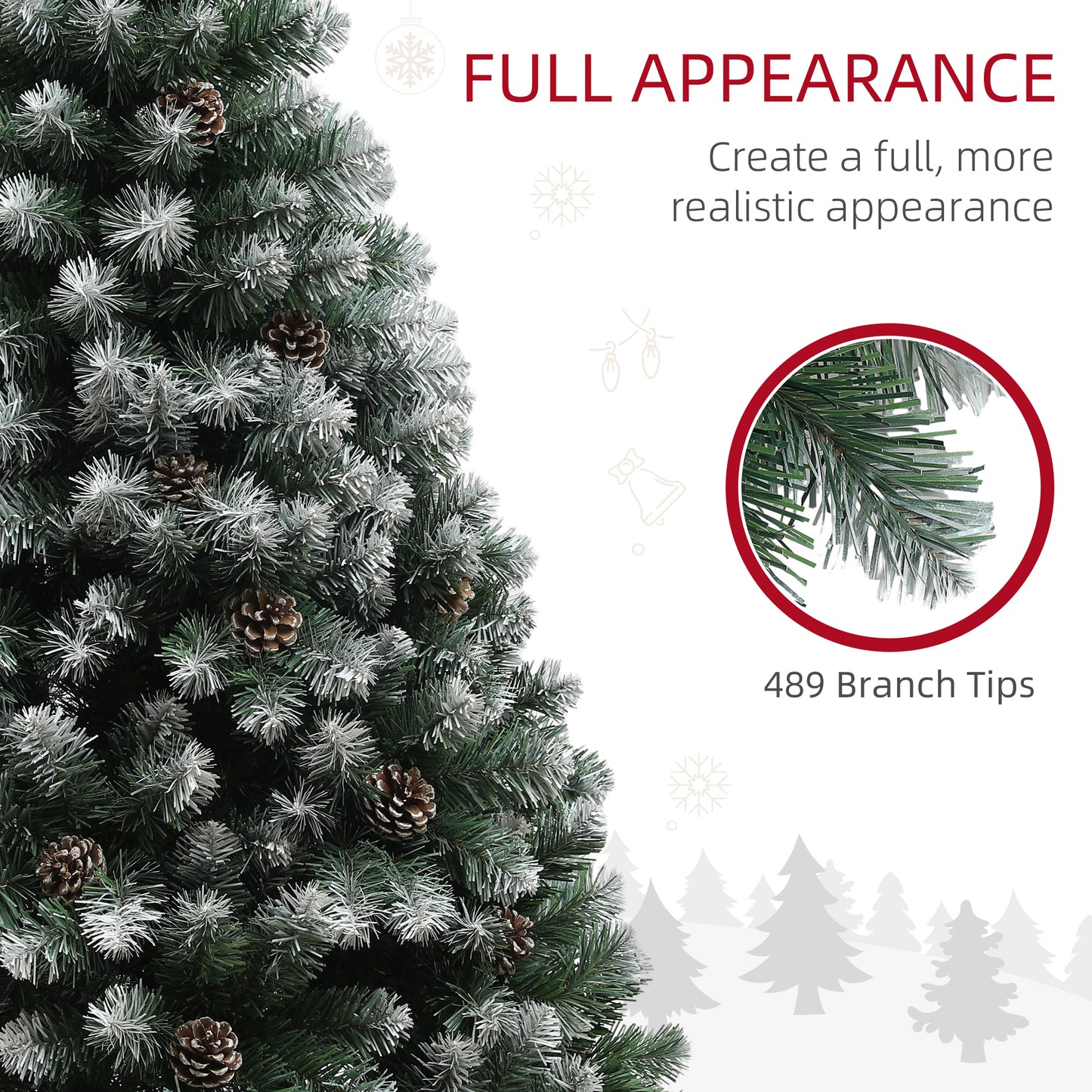 5ft Pinecone Christmas Tree Artificial - White Frosted Green  489 Tips