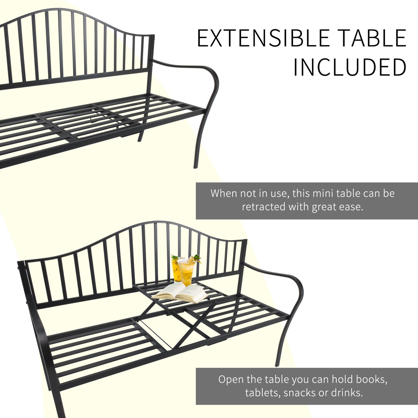 Metal Bench W/Table