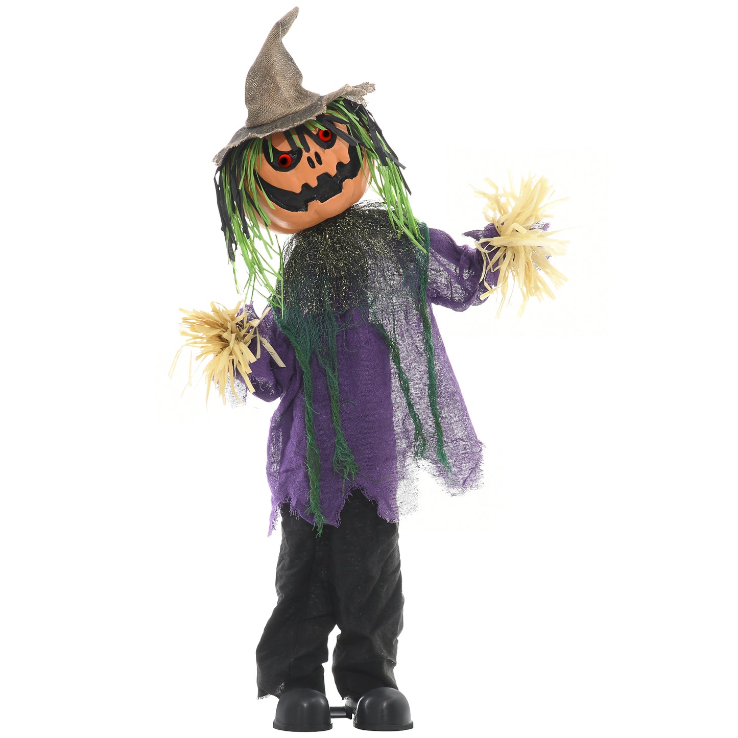 Animated Pumpkin Scarecrow Halloween Decoration - 114cm