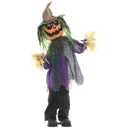 Animated Pumpkin Scarecrow Halloween Decoration - 114cm