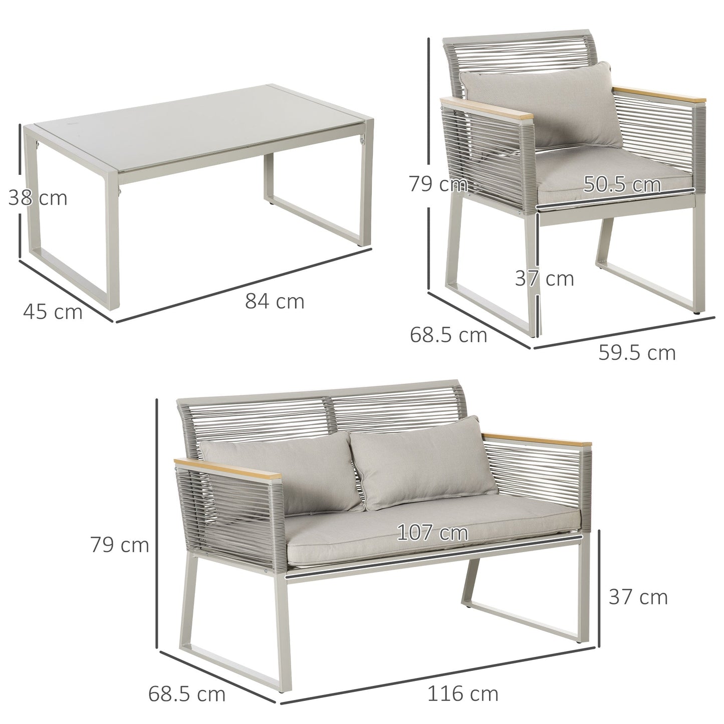 4-Pieces Patio Wicker Sofa Set