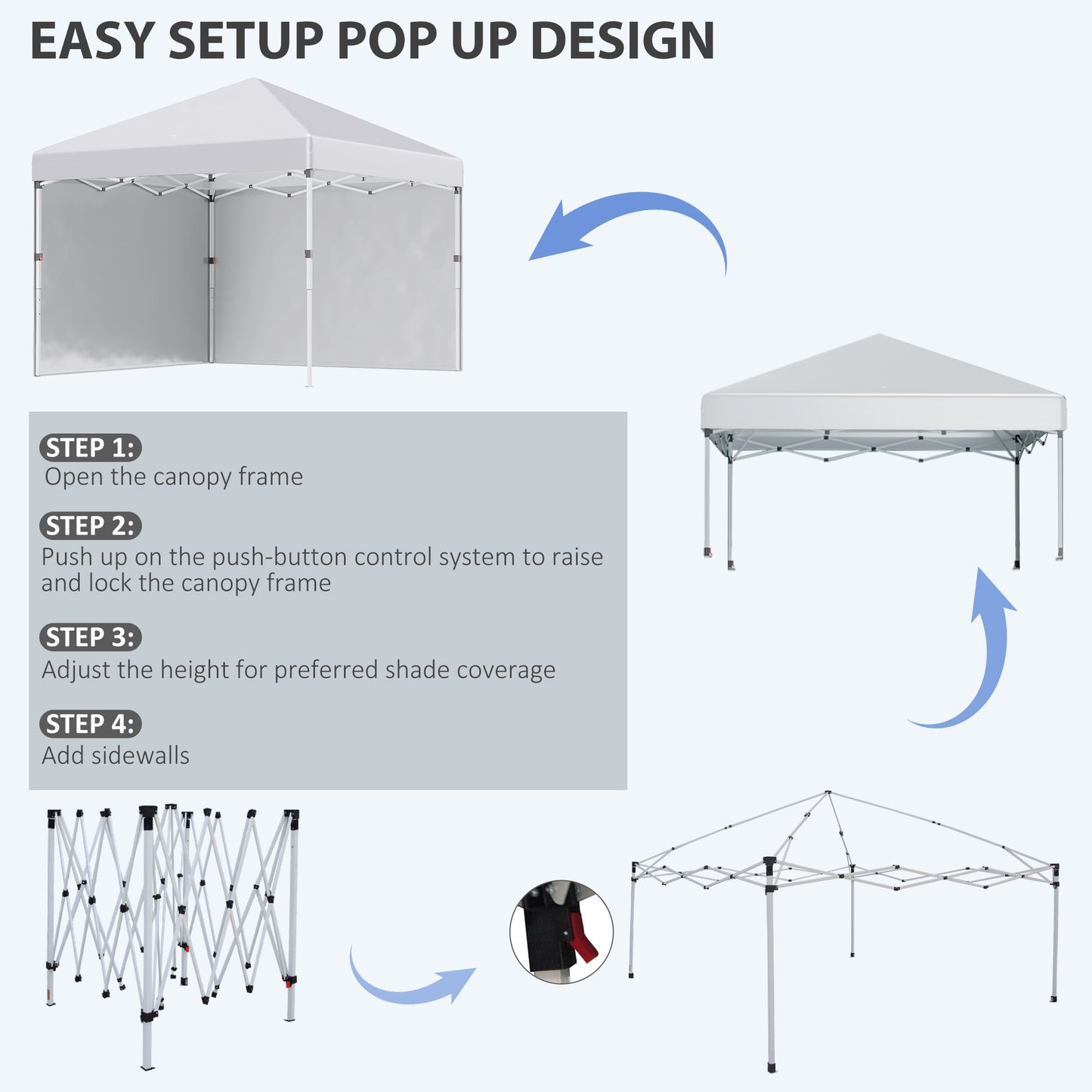 3 x 3 M Pop Up Gazebo with 2 Sidewalls
