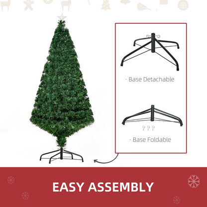 5FT Pre-Lit Fibre Optic Artificial Christmas Tree Holiday Xmas Décor with Tree Topper Multi-Colour