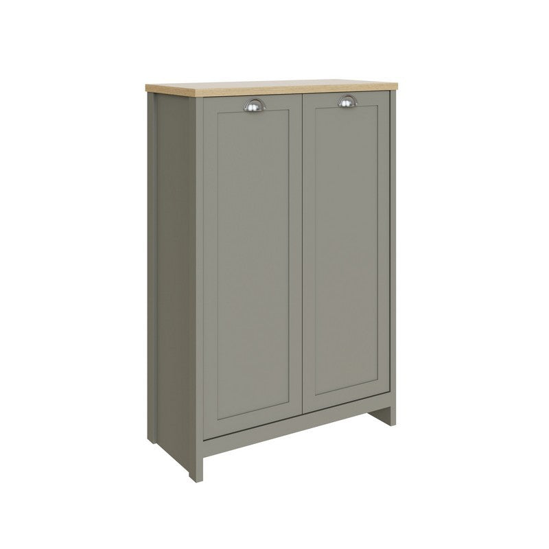 Lancaster Tall Shoe Storage Grey 2 Doors 4 Shelves