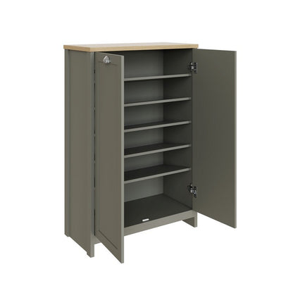 Lancaster Tall Shoe Storage Grey 2 Doors 4 Shelves