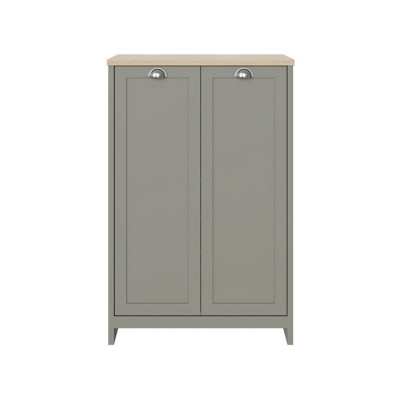 Lancaster Tall Shoe Storage Grey 2 Doors 4 Shelves