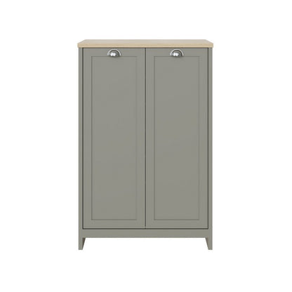 Lancaster Tall Shoe Storage Grey 2 Doors 4 Shelves