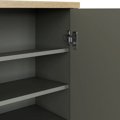 Lancaster Tall Shoe Storage Grey 2 Doors 4 Shelves