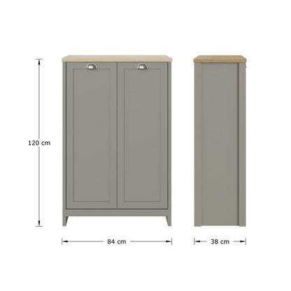 Lancaster Tall Shoe Storage Grey 2 Doors 4 Shelves