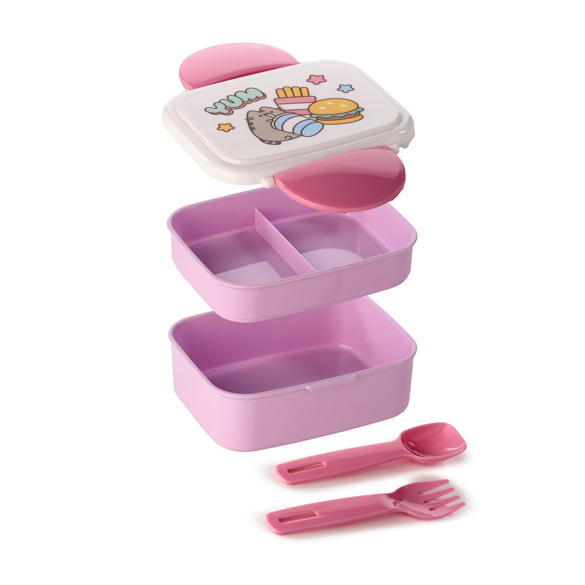 Pusheen The Cat Clip Lock Bento Lunch Box With Cutlery