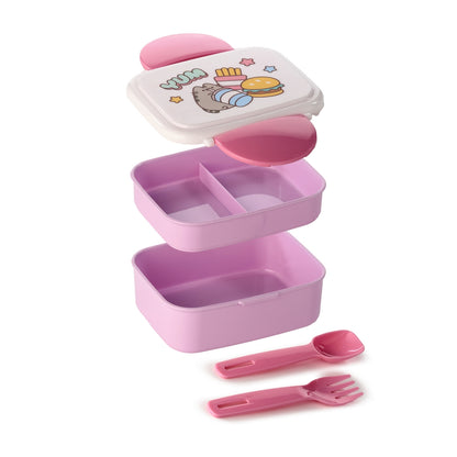Pusheen The Cat Clip Lock Bento Lunch Box With Cutlery