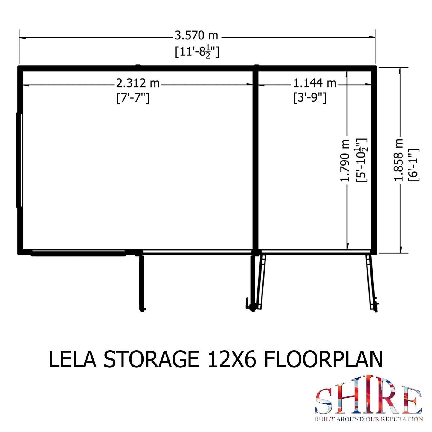 Shire Lela 5' 10" x 11' 8" Pent Summerhouse with Side Shed - Premium Dip Treated Shiplap