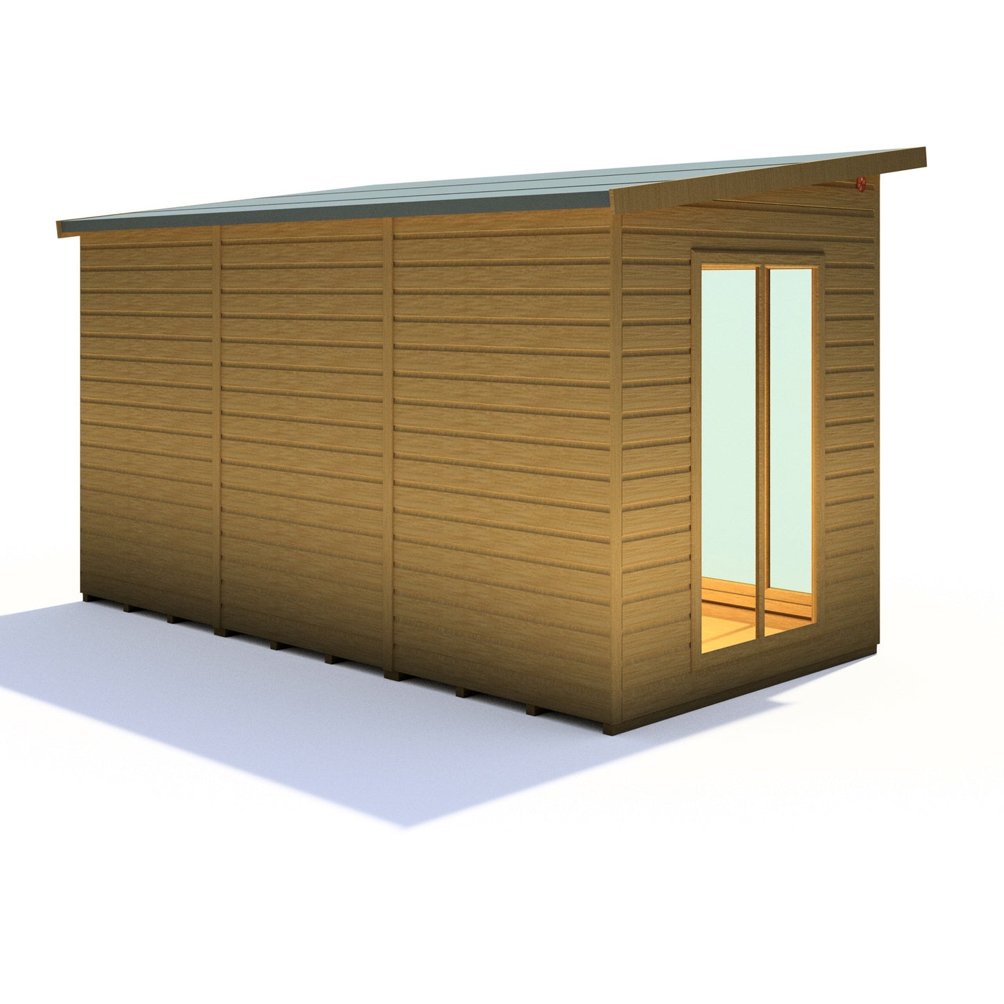 Shire Lela 5' 10" x 11' 8" Pent Summerhouse with Side Shed - Premium Dip Treated Shiplap