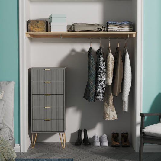 Linear Tall Tallboy Grey 5 Drawers 109cm