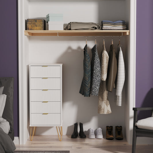 Linear Tall Tallboy White 5 Drawers 109cm