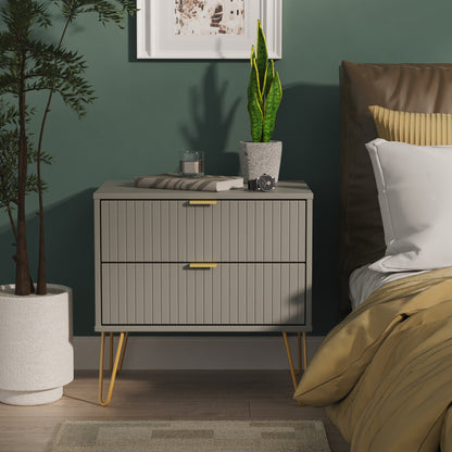 Linear Side Table Grey 2 Drawers 60cm