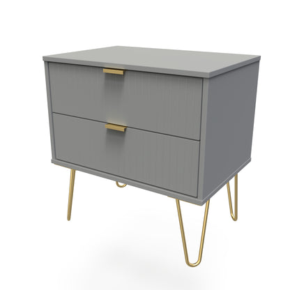 Linear Side Table Grey 2 Drawers 60cm