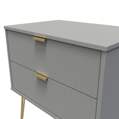 Linear Side Table Grey 2 Drawers 60cm