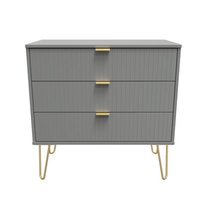 Linear Chest of Drawers Grey 3 Drawers 77cm