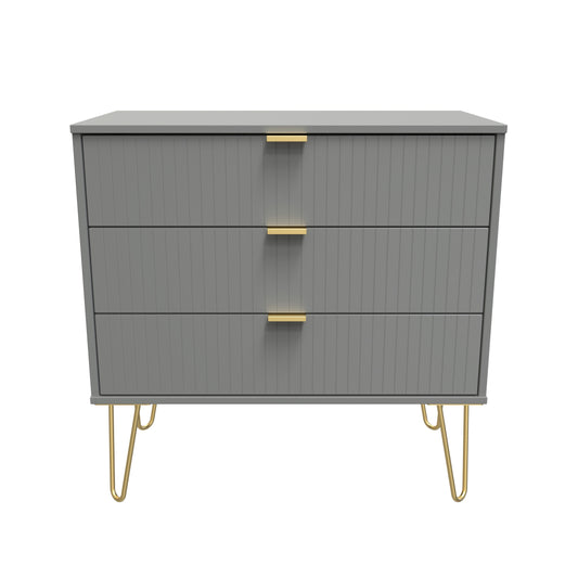 Linear Chest of Drawers Grey 3 Drawers 77cm