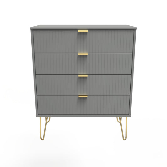 Linear Chest of Drawers Grey 4 Drawers 93cm