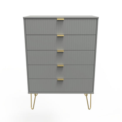Linear Tall Chest of Drawers Grey 5 Drawers 109cm