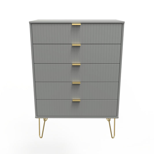 Linear Tall Chest of Drawers Grey 5 Drawers 109cm