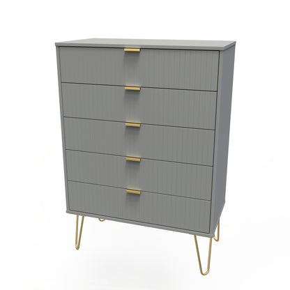 Linear Tall Chest of Drawers Grey 5 Drawers 109cm