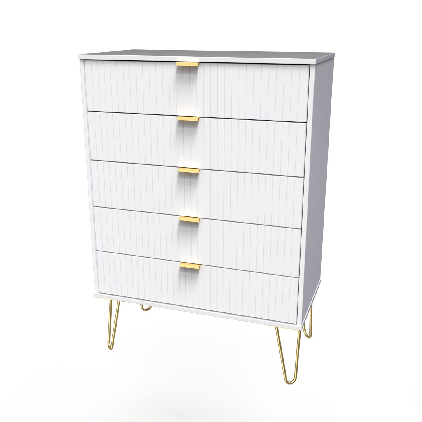 Linear Tall Chest of Drawers White 5 Drawers 109cm