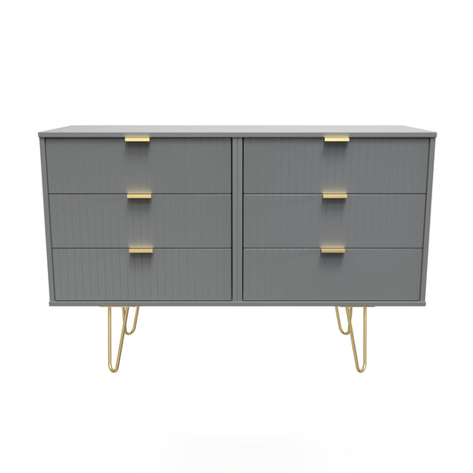 Linear Large Chest of Drawers Grey 6 Drawers 115cm