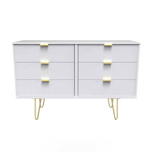 Linear Large Chest of Drawers White 6 Drawers 115cm