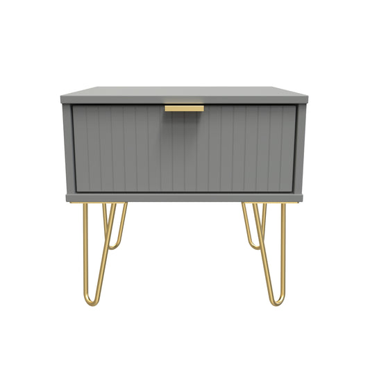 Linear Bedside Table Grey 1 Drawer 45cm