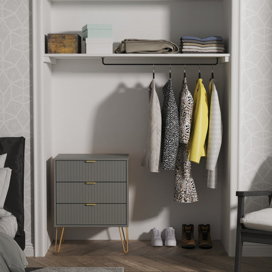 Linear Chest of Drawers Grey 3 Drawers 76cm