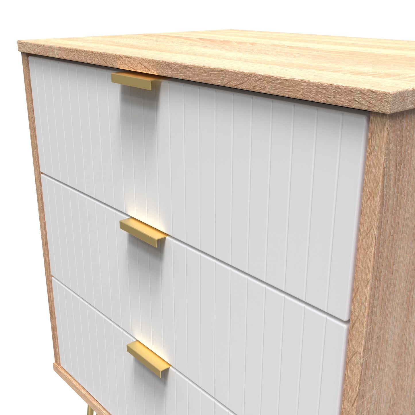 Linear Chest of Drawers White & Light Oak 3 Drawers 40cm