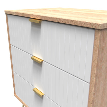 Linear Chest of Drawers White & Light Oak 3 Drawers 40cm