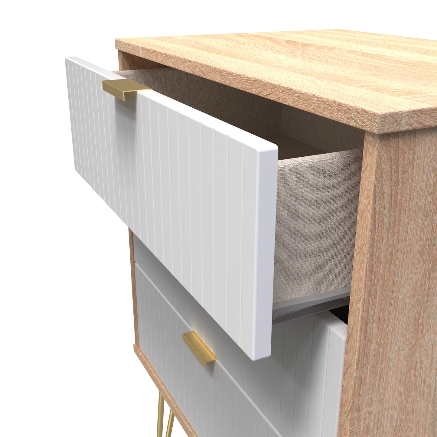 Linear Chest of Drawers White & Light Oak 3 Drawers 40cm