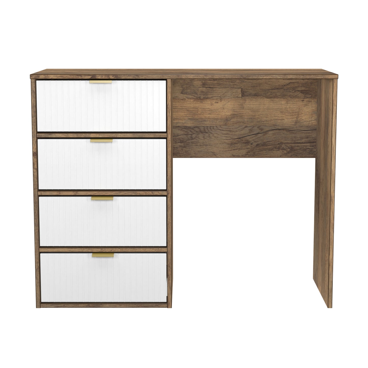 Linear Desk White & Oak 4 Drawers 97cm