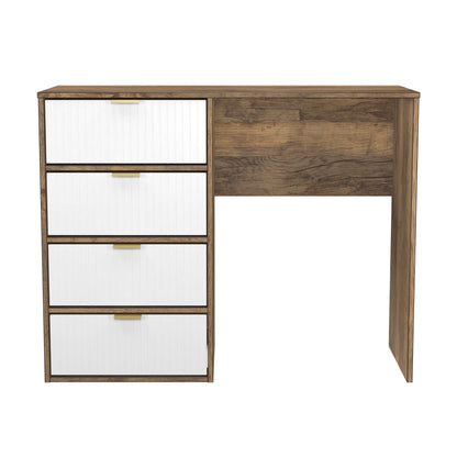 Linear Desk White & Oak 4 Drawers 97cm