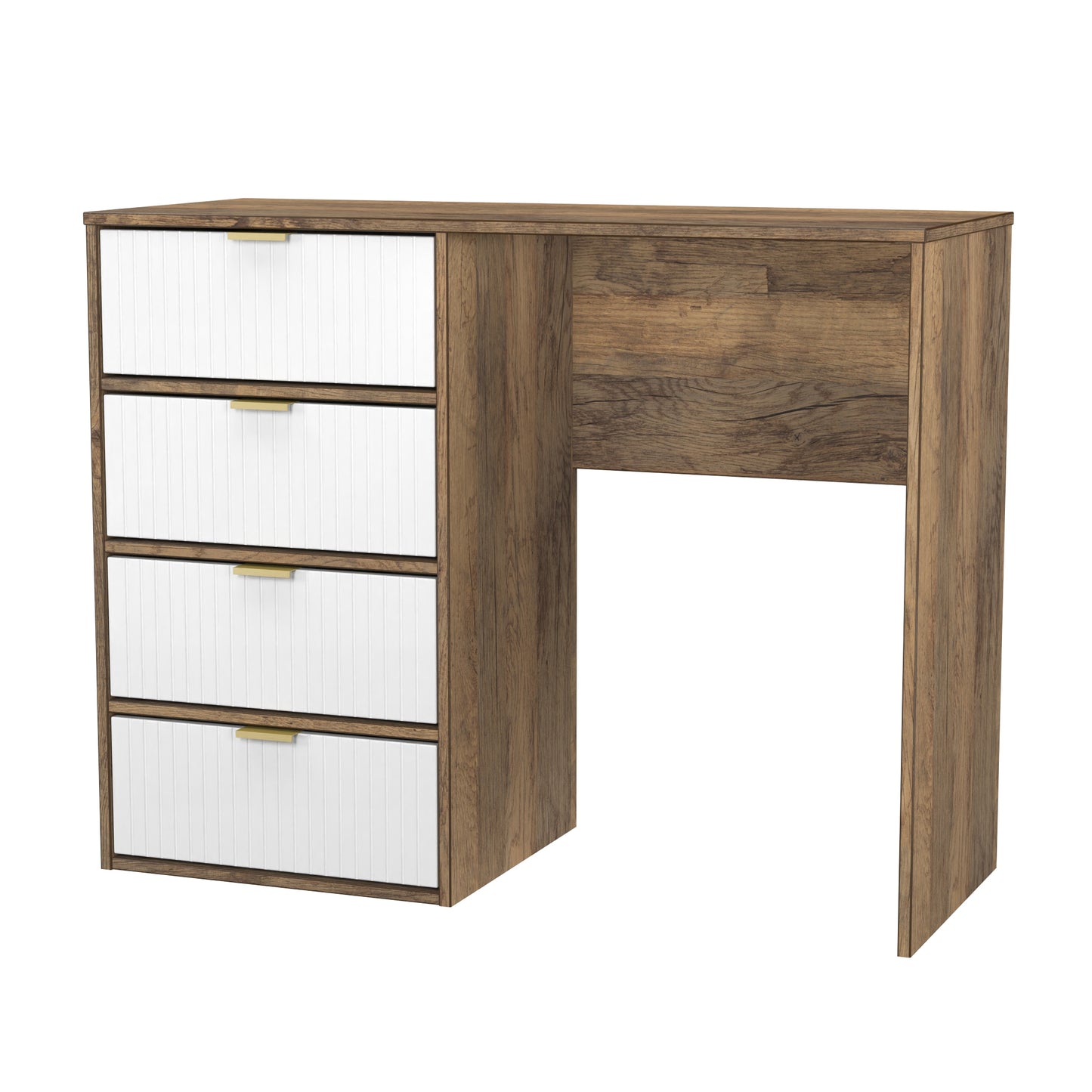 Linear Desk White & Oak 4 Drawers 97cm