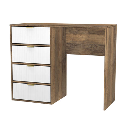 Linear Desk White & Oak 4 Drawers 97cm