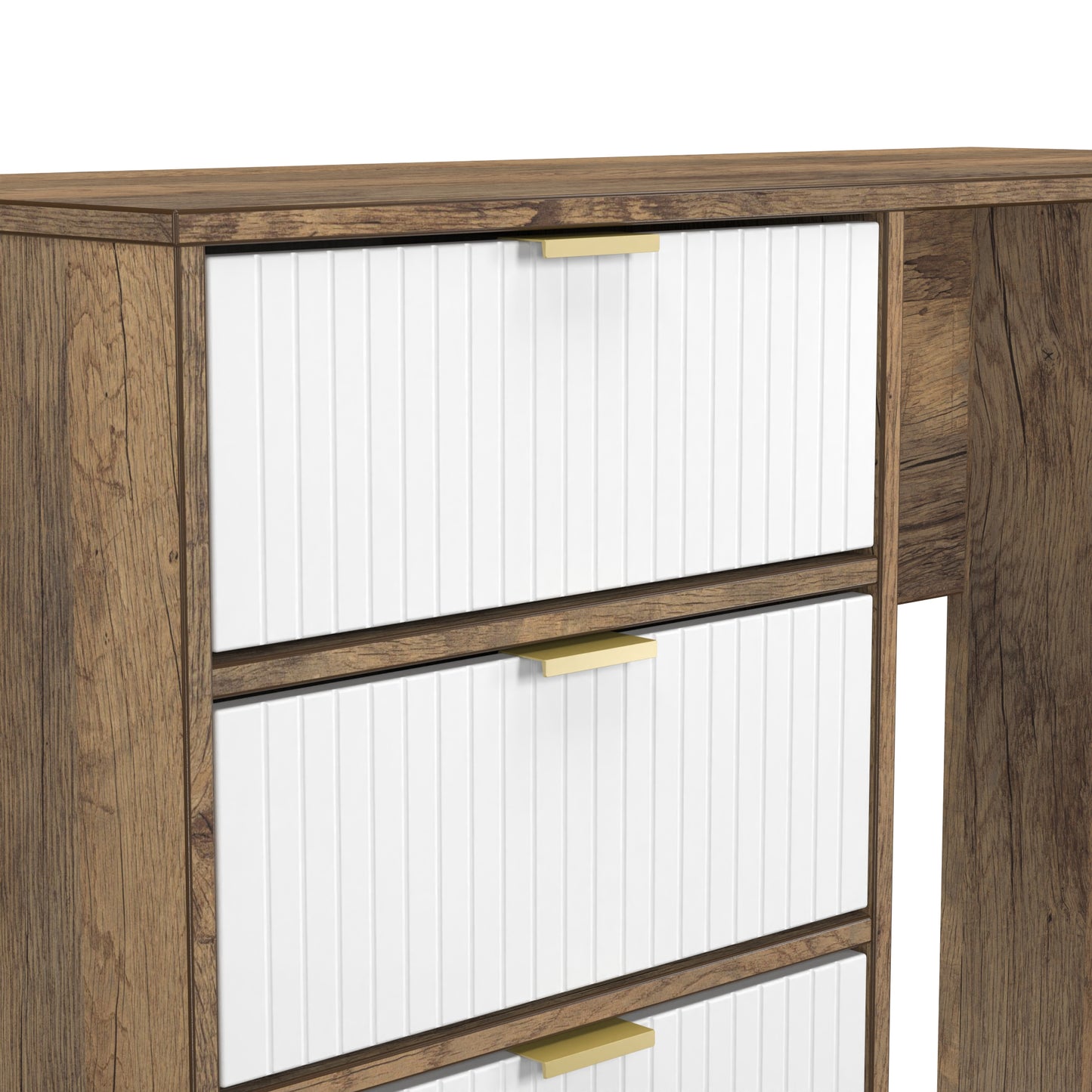 Linear Desk White & Oak 4 Drawers 97cm