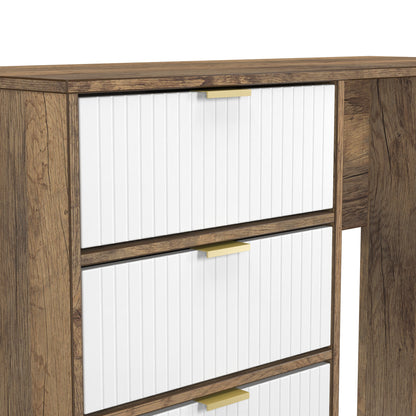 Linear Desk White & Oak 4 Drawers 97cm