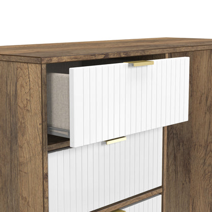 Linear Desk White & Oak 4 Drawers 97cm
