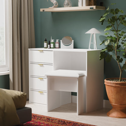 Linear Desk White 4 Drawers 97cm