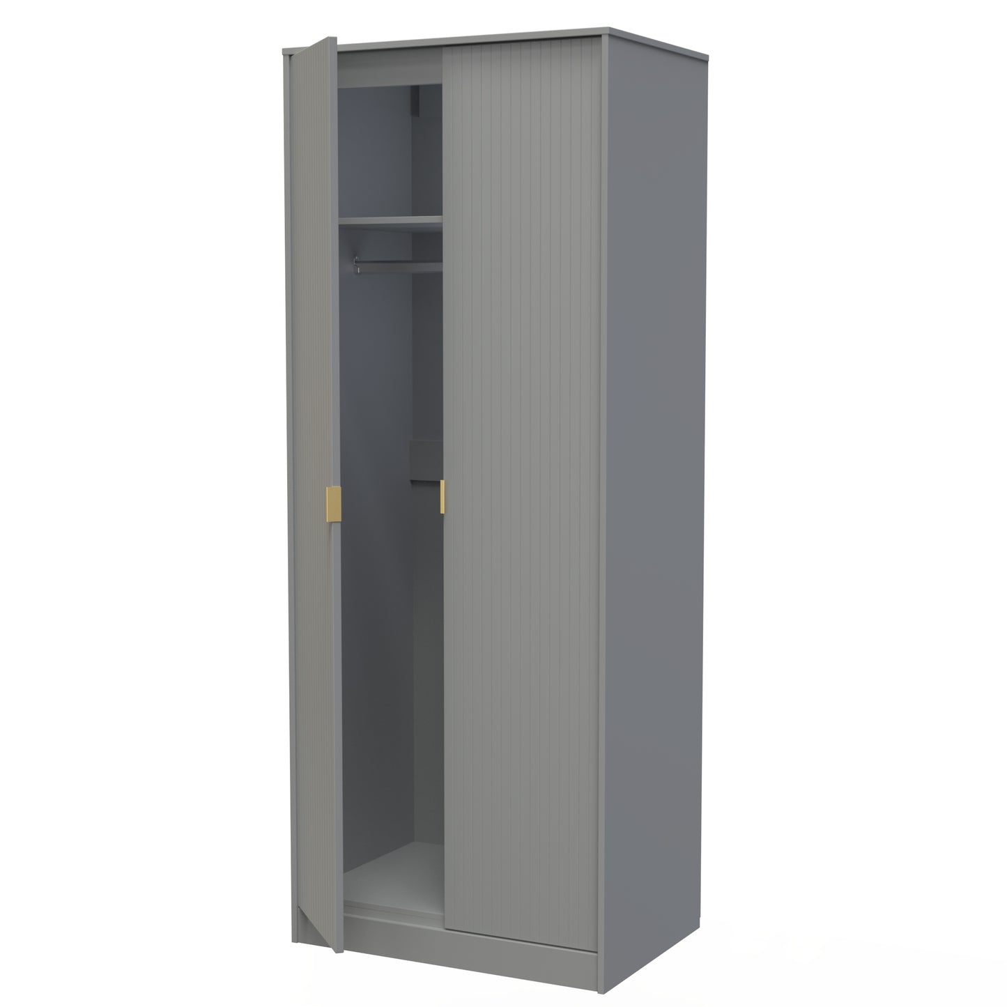 Linear Tall Wardrobe Grey 2 Doors 1 Shelf 197cm